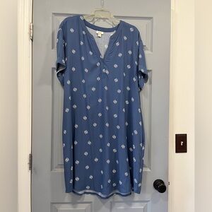 a.n.a Blue Midi Dress with White Pattern
